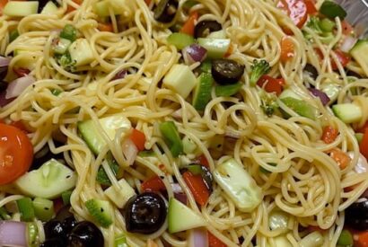 Thumbnail for Fresh Italian Spaghetti Salad Recipe – A Colorful & Flavor-Packed Side Dish