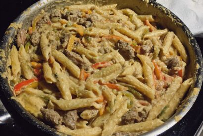 Thumbnail for 🍝 Creamy Beef Pasta with Bell Peppers